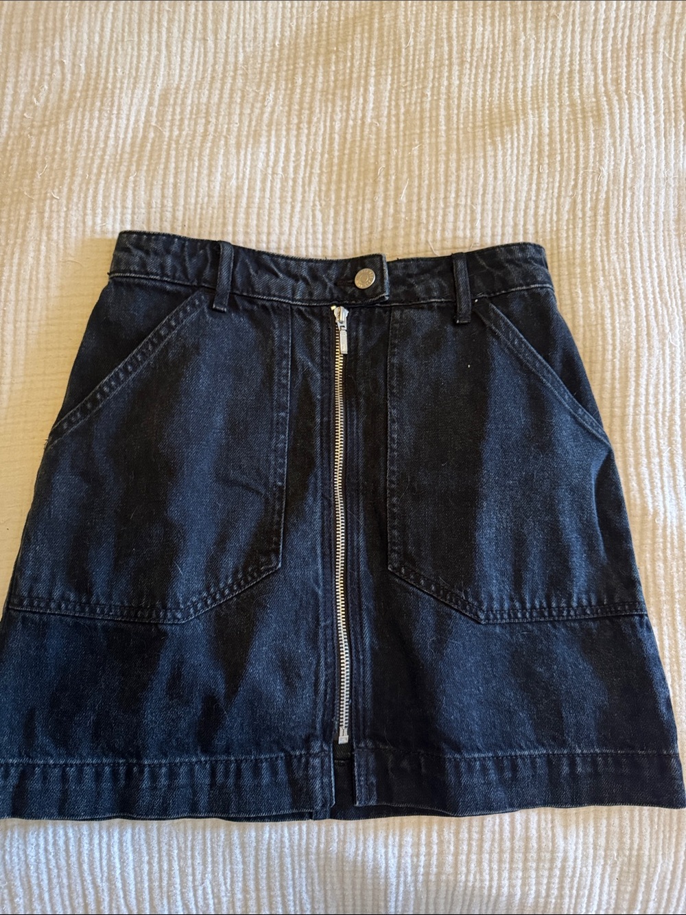 BDG Black Denim Zip-Front Skirt